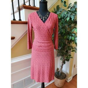 Nine West Pink and Black Patterned Midi Wrap-Style Dress size 6